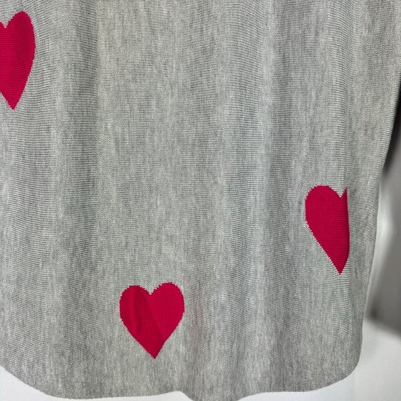 Brit.NY Grey & Pink Heart Sweater Cashmere Rayon Nylon Valentines Date Night L - Picture 3 of 9
